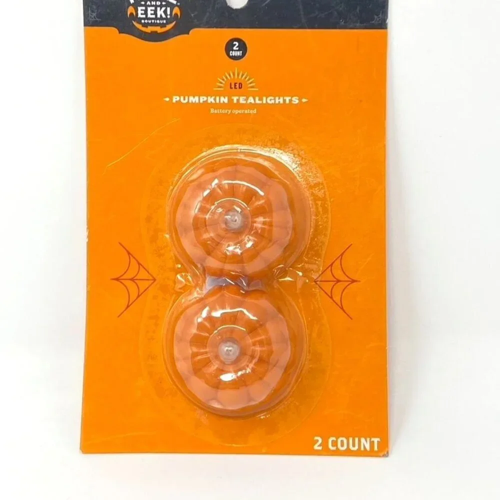 Target 2pk Warm LED Pumpkin Shaped Halloween Tea Lights Hyde and EEK! Boutique™